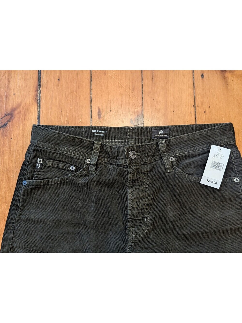 NWT AG EVERETT SLIM STRAIGHT BLACK CORDUROY PANTS | SIZE 32 x 34 - Picture 3 of 5